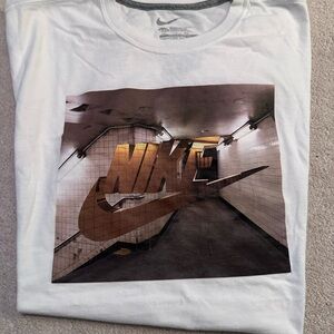 Nike White Tee with Brown Graphic